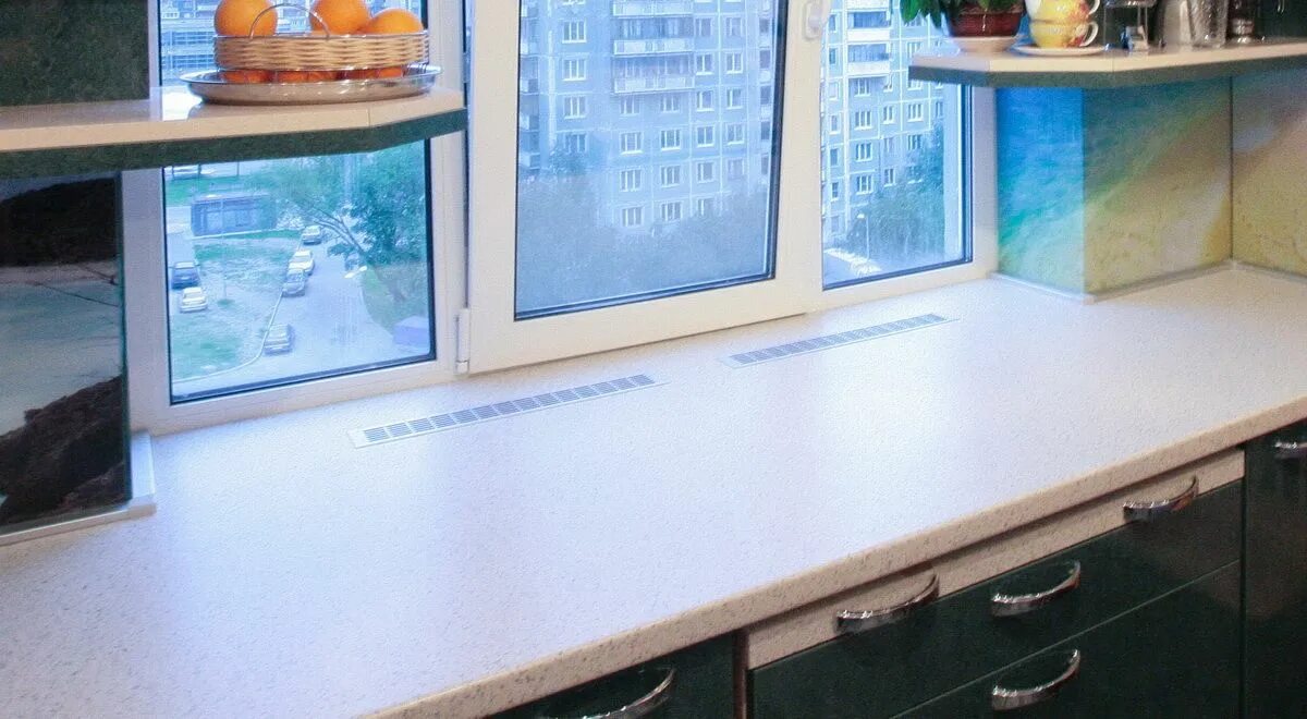 Кухонные подоконники фото Подоконник-столешница Столешница, Кухня, Складной стол