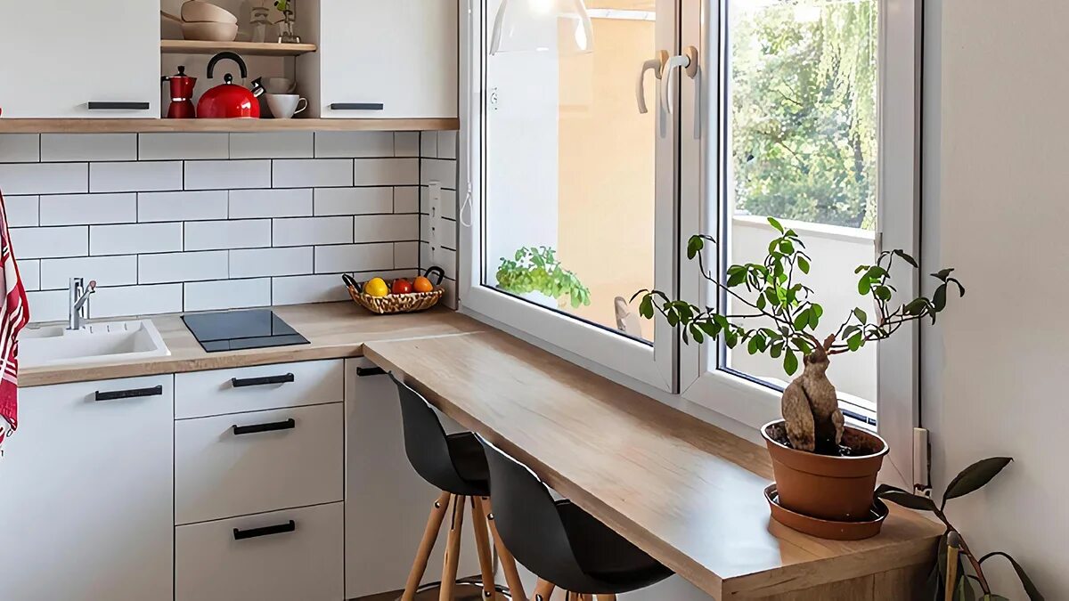 Кухонные подоконники фото Как превратить подоконник в удобный стол: советы, рекомендации, идеи