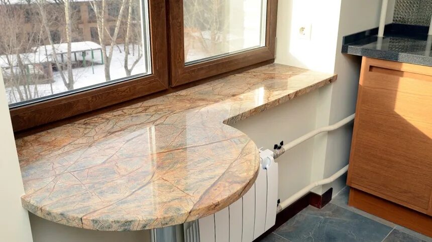 Кухонные подоконники фото Под окном: из чего сделать подоконник?