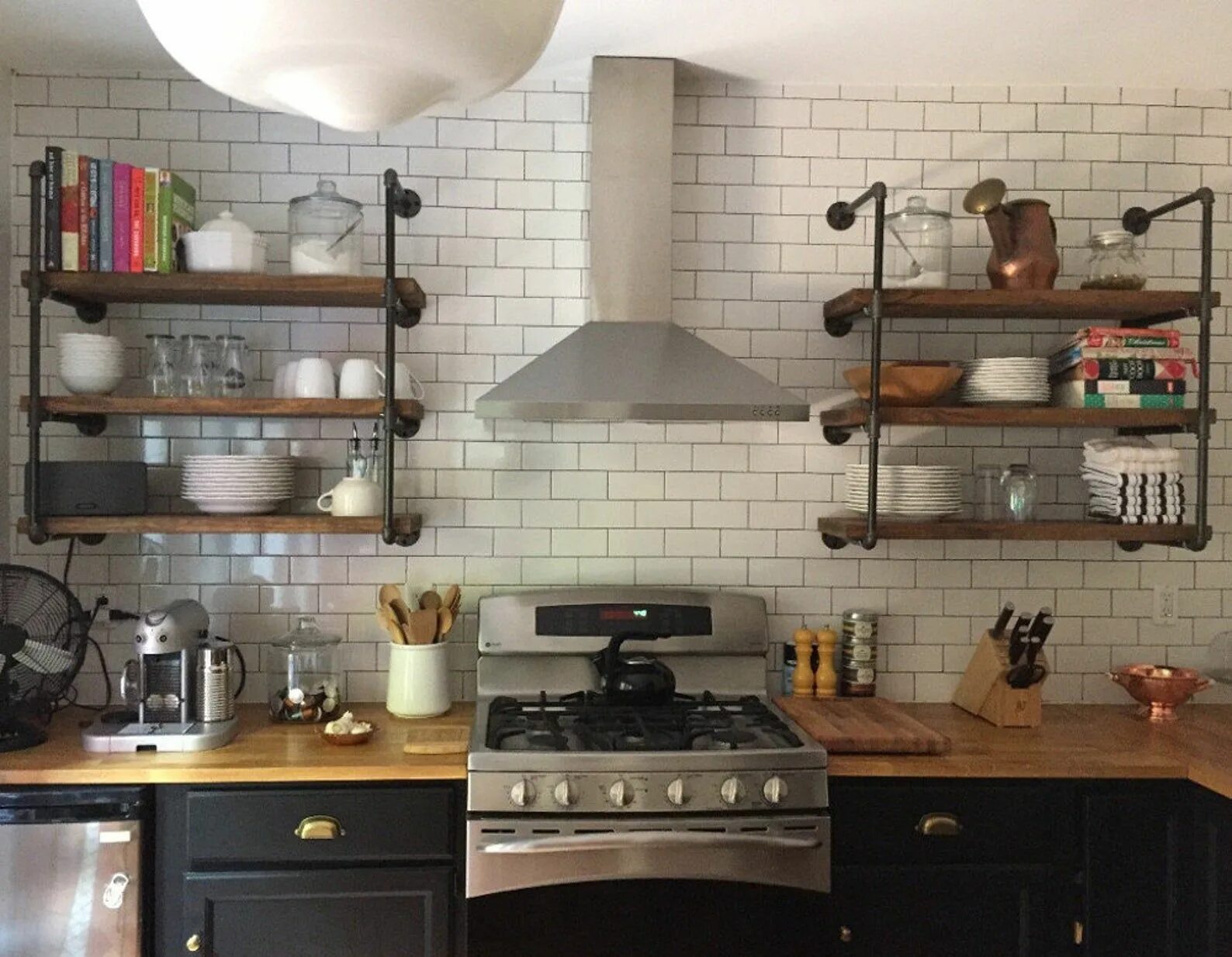 Кухонные полки в стиле лофт Farmhouse Industrial Rustic Wall Storage Open Shelving Unit, Kitchen Storage, Ru