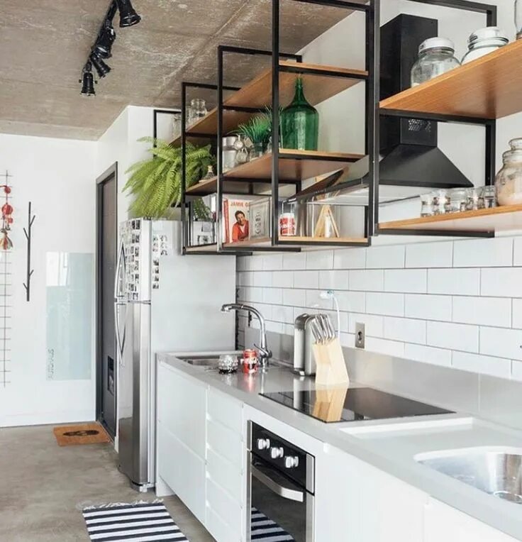 Кухонные полки в стиле лофт Pin de Katarzyna Alexandrou em kuchnia Decoração cozinha industrial, Decoração c