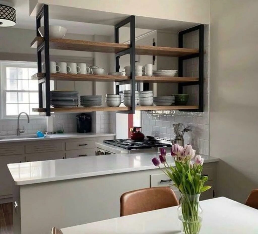 Кухонные полки в стиле лофт Подвесные полки для кухни - Дом Мебели.ру