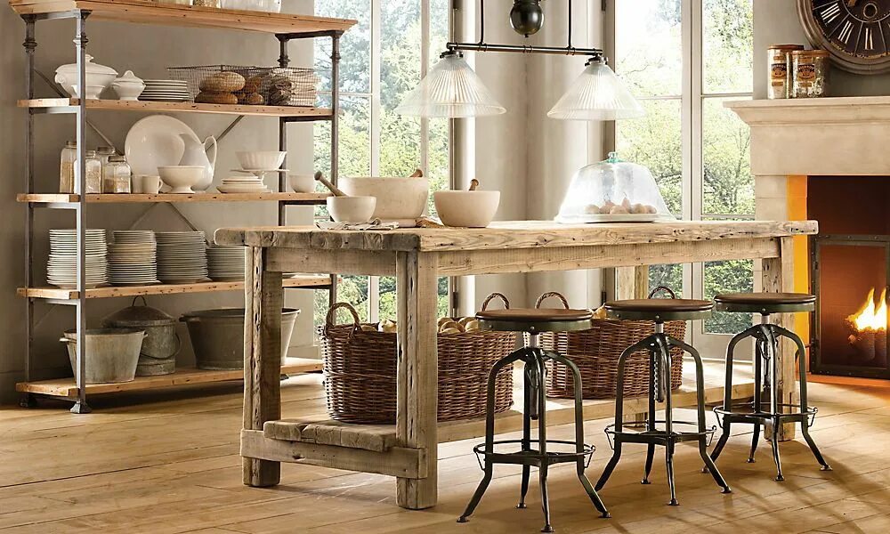 Кухонные предметы интерьера kitchen island & stools #restorationhardware Antique kitchen island, Kitchen isl