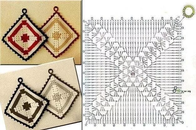 Кухонные прихватки вязаные крючком со схемами Фотография Presine all'uncinetto, Schema uncinetto, Uncinetto
