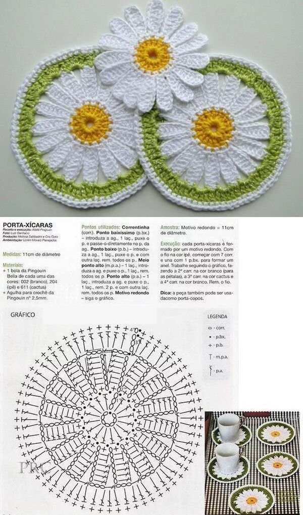 Кухонные прихватки вязаные крючком со схемами Вяжем салфетку в виде ромашки!) Posavasos de ganchillo, Adornos de ganchillo, Te
