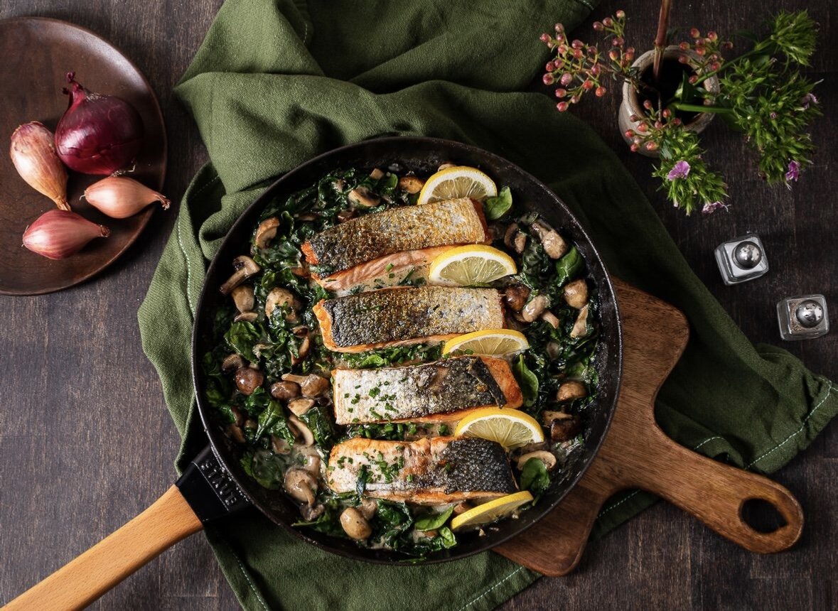 Кухонные рецепты с фото Рецепт для истинных гурманов: Лосось с кремовым шпинатом и грибами Кулинарное пу