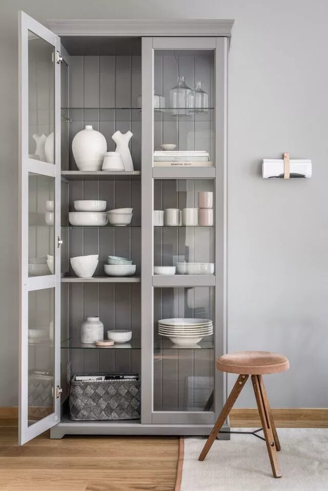 Кухонные шкафы для посуды фото Light Grey with Blond Woods Relooking meuble, Meuble rangement salon, Meuble mai