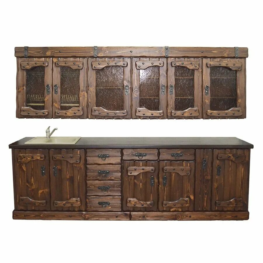 Кухонные шкафы из дерева под старину фото Кухонный гарнитур "Государь, "Барин", "Медведь", "Элегия