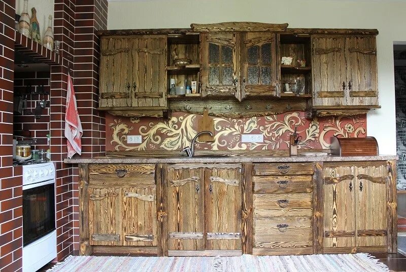 Кухонные шкафы из дерева под старину фото Кухня 3 Белорусская мебель СПБ