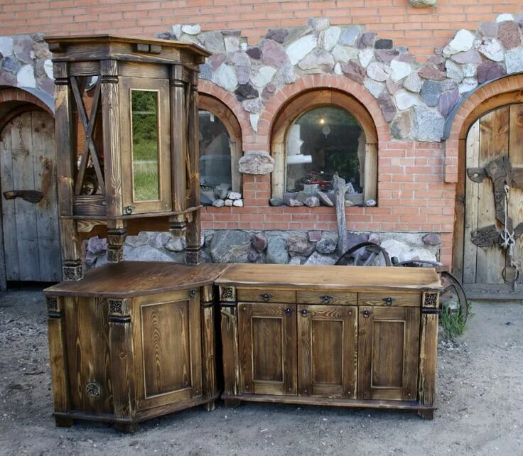 Кухонные шкафы из дерева под старину фото Фотография Буфеты, Мебель, Состаренная мебель