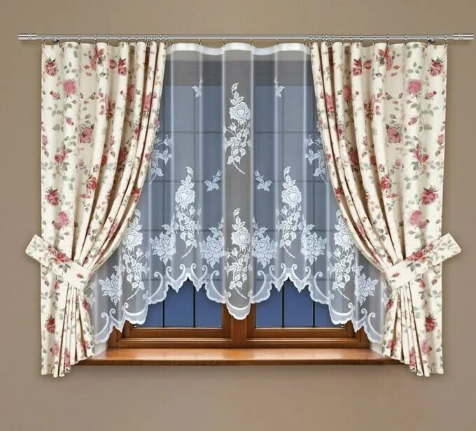 Кухонные шторы 2024 фото Фиранка / Готовые шторы арт. 203870/170, ФЛОРЕНЦИЯ, комплект для кухни, размеры.