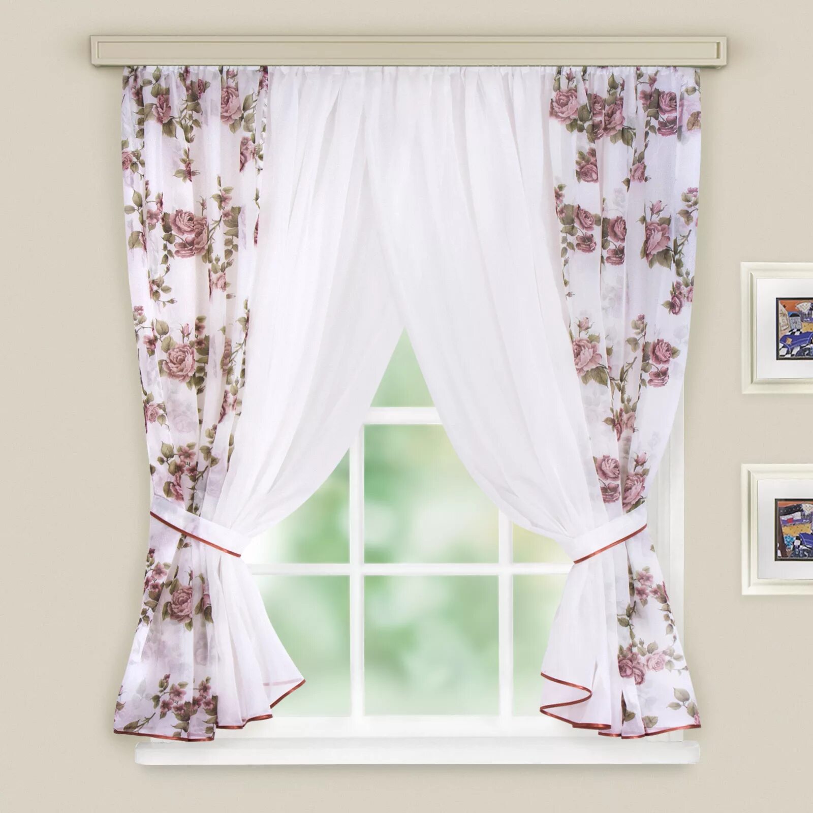 Кухонные шторы 2024 фото Штора для кухни Witerra Комплект штор для кухни Минима 160х340см, коричневый, По