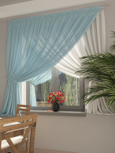 Кухонные шторы 2024 фото Шторы для кухни. ВЕСНА. голубой белый. В наличии. ШТОРЫ В НАЛИЧИИ У Организатора