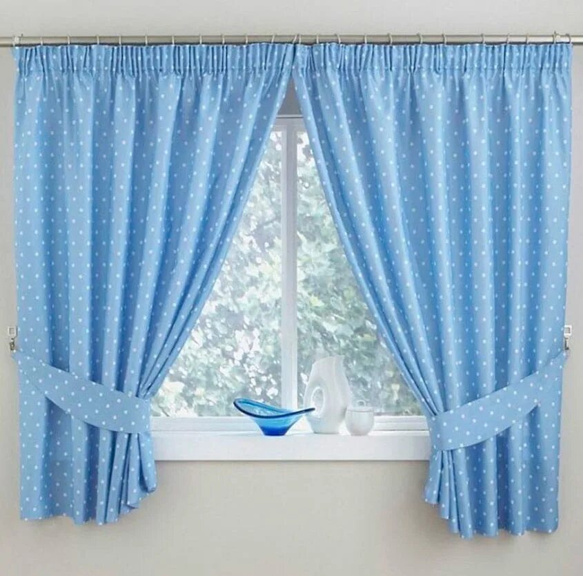 Кухонные шторы до подоконника фото Голубая кухня, рекомендации от производителя, цветовые решения