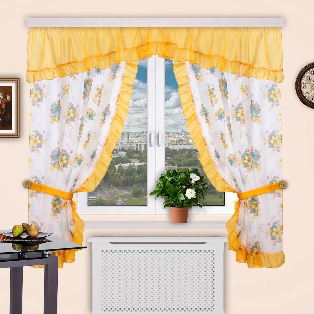 Кухонные шторы до подоконника на валберис фото Комплект штор "Забава", дизайн 124 купить в интернет-магазине ShtoraNaDom.ru