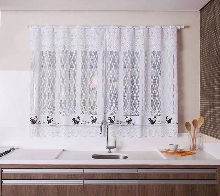 Кухонные шторы до подоконника на валберис фото Tecido Para Cortina: Os Principais Tipos e 60 Inspirações Cortinas para cozinha,