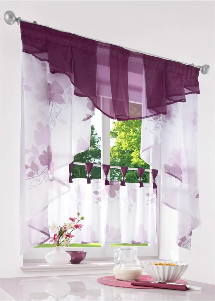 Кухонные шторы до подоконника на валберис фото Scheibengardine "Dunja", Schlaufen beere jetzt im Online Shop von bonprix.de ab 