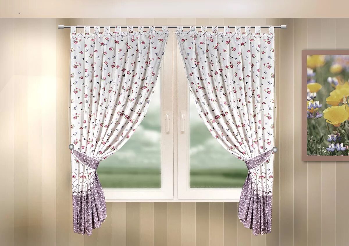 Кухонные шторы до подоконника на валберис фото Комплект штор Zlata Korunka Комплект штор для кухни "Zlata Korunka", на петлях, 