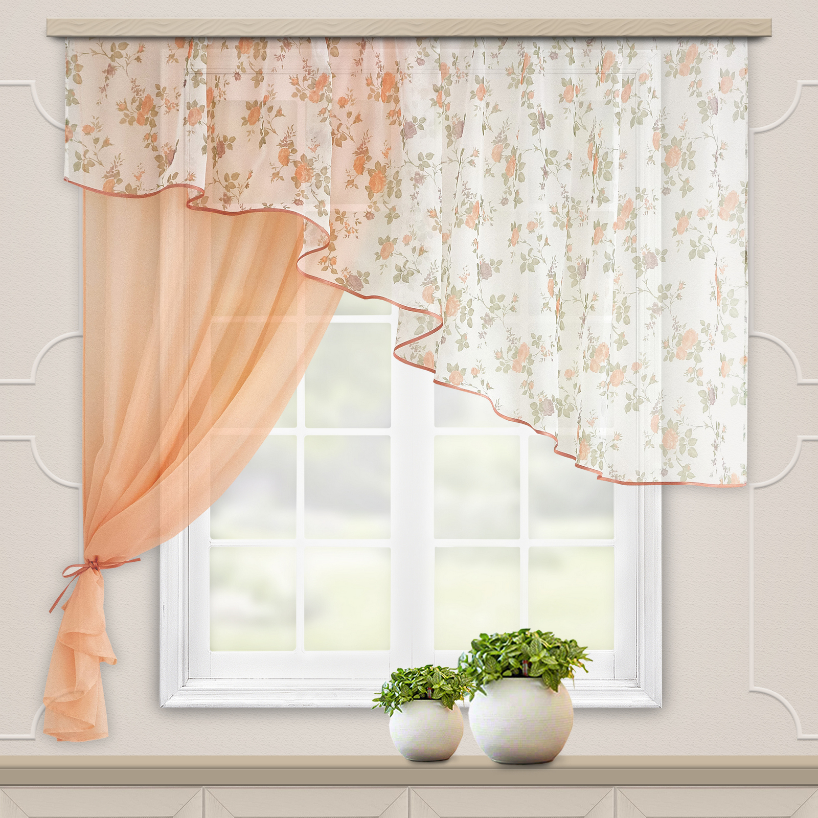 Кухонные шторы до подоконника на валберис фото Комплект штор для кухни Византия 280*160 персиковый лев. Шторы для кухни. Май 20