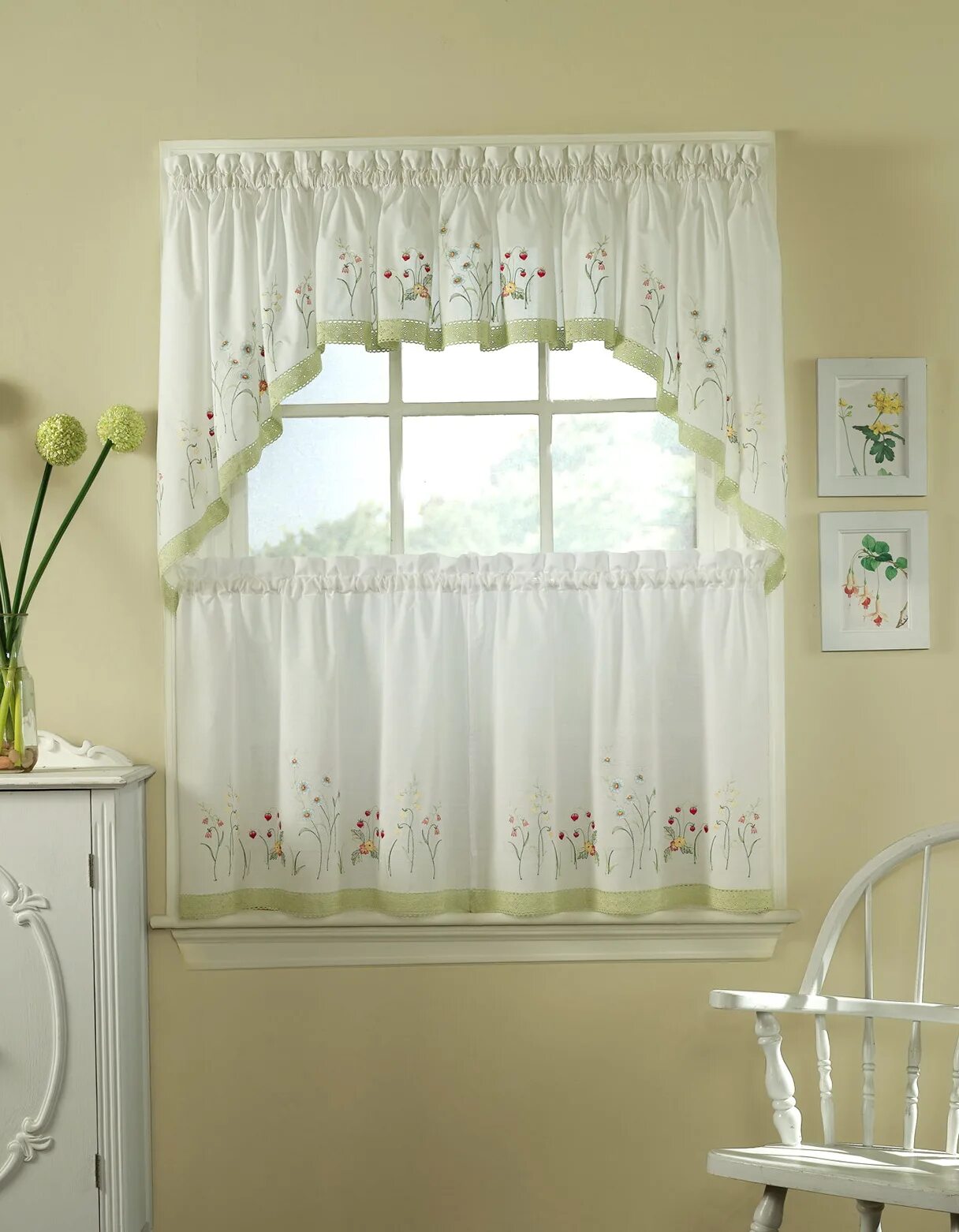 Кухонные шторы фото для кухни Green And White Kitchen Curtains Home Design Ideas