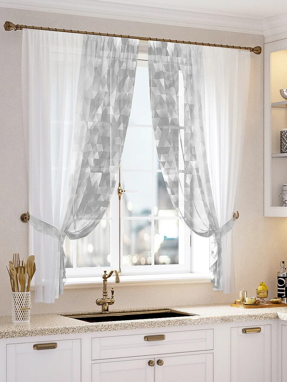 Кухонные шторы фото современный Купить комплект штор "Кьюлиот" серый/черный, светло-серый, темно-серый, серебрис