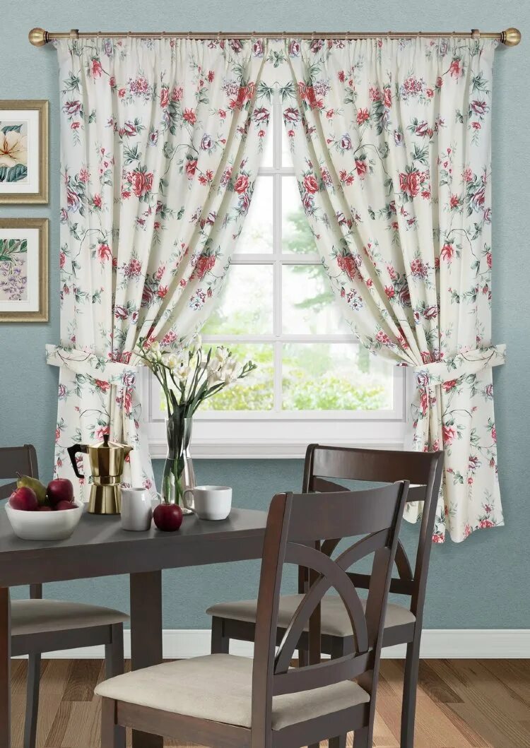 Кухонные шторы в интерьере Комплект штор для кухни Mimos 736, Kauffort