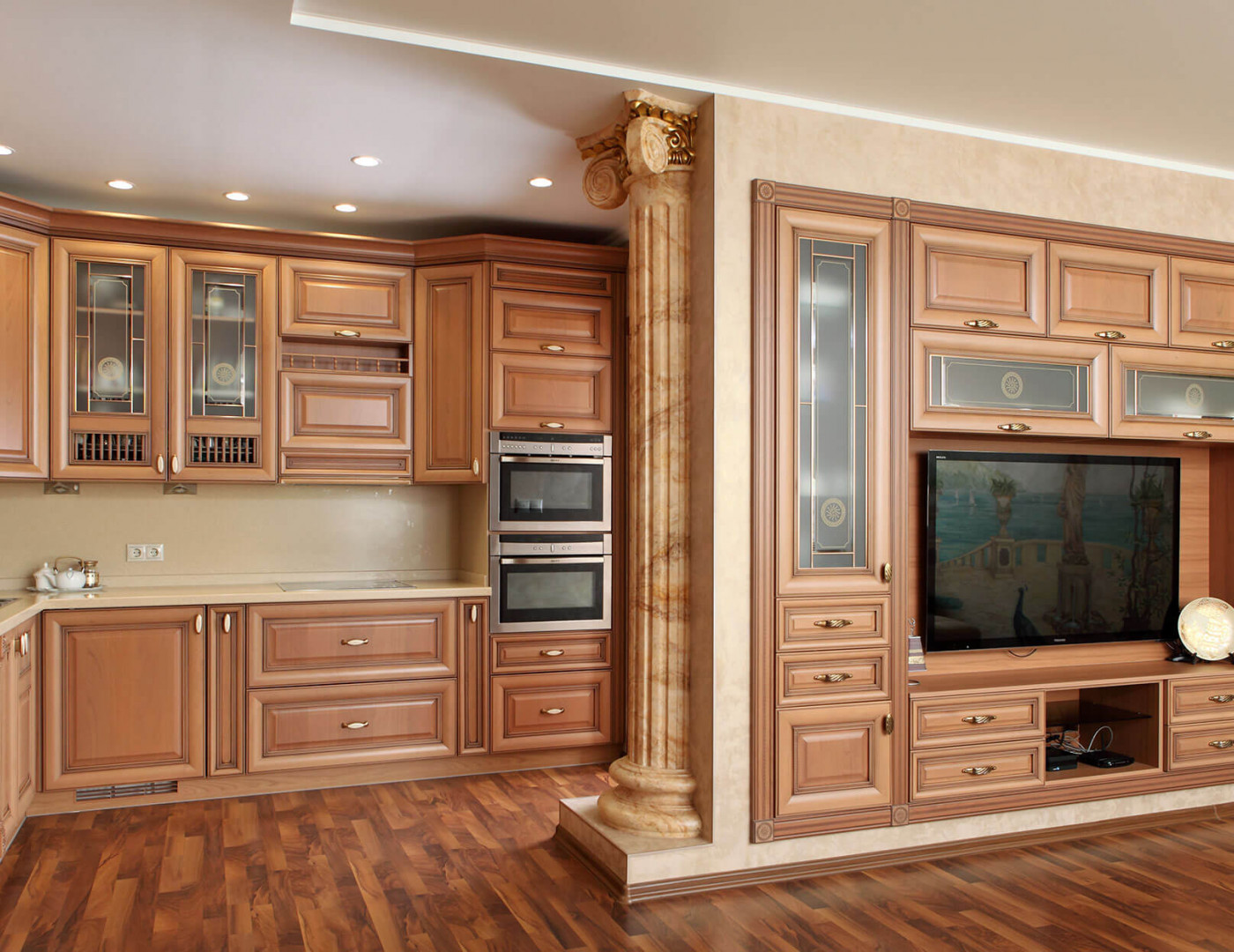 Кухонные стенки фото Стенка из массива Глория в Москве по цене 125900 ₽ Производство от Zorini