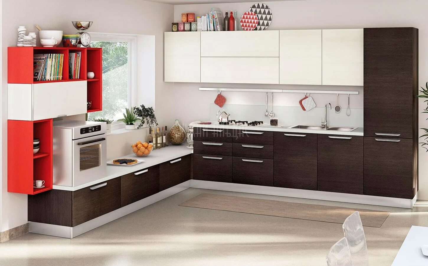 Кухонные стенки фото Угловая большая кухня "ТРИАДА" из МДФ в стиле модерн: купить недорогой гарнитур 