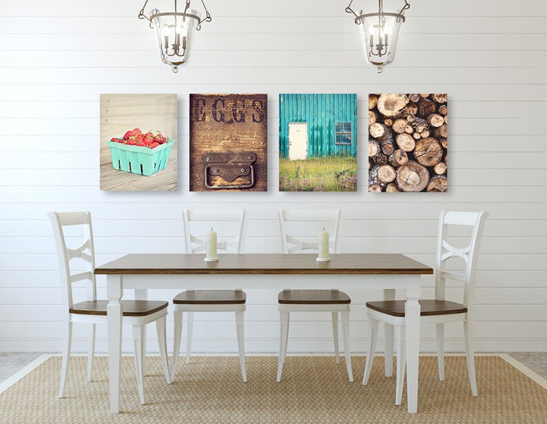 Кухонные стены фото Farmhouse Wall Art Kitchen Wall Decor SET of FOUR Prints or Etsy