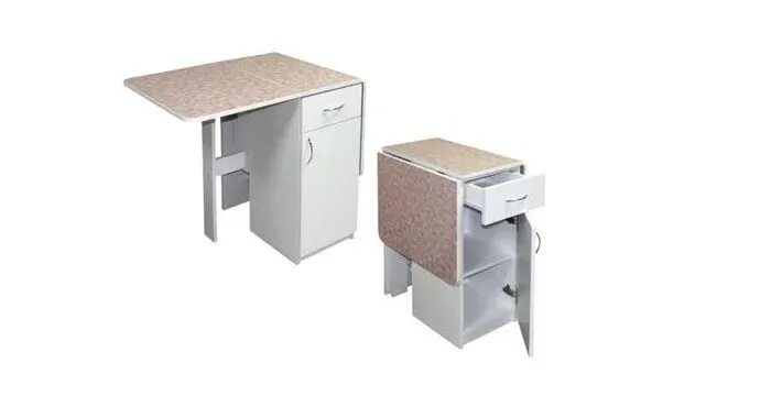 Кухонные стол тумба фото Стол-тумба с 1 ящ. в разборе 1 кат. 4040 мат ЛДСП белый купить в Екатеринбурге п