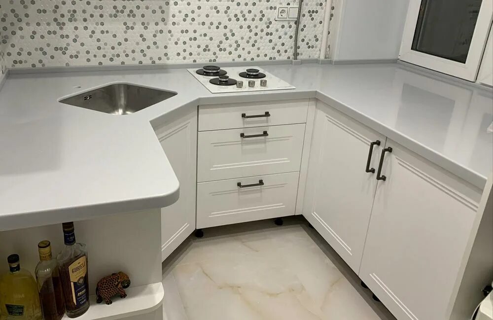 Кухонные столешницы белые фото Серые столешницы из искусственного камня