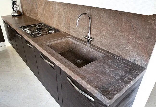 Кухонные столешницы фото цена Прямая столешница из кварцевого камня Caesarstone Mink 4350 - купить в Москве по