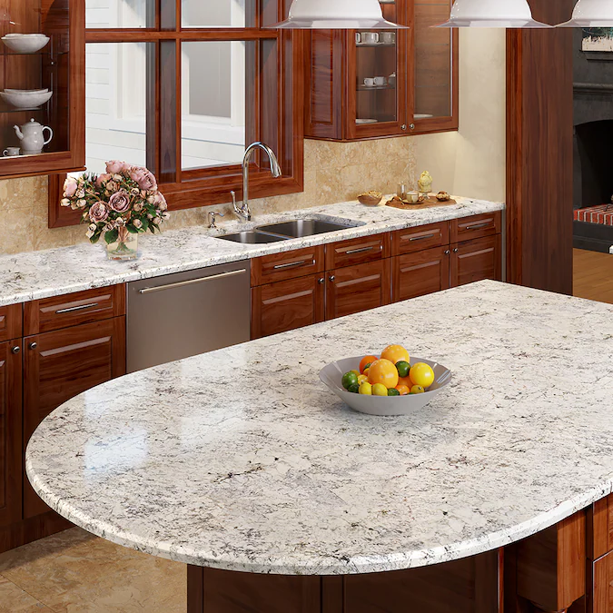 Кухонные столешницы фото цена allen + roth Sierra Blanca Granite Off-white Kitchen Countertop Sample (4-in x 4