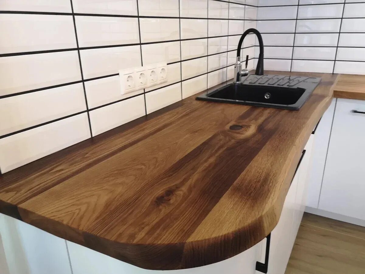 Кухонные столешницы под дерево фото СТОЛЕШНИЦА ИЗ ТЕРМОДУБА 694171 - купить по цене 29 000 ₽ в Москве в интернет-маг