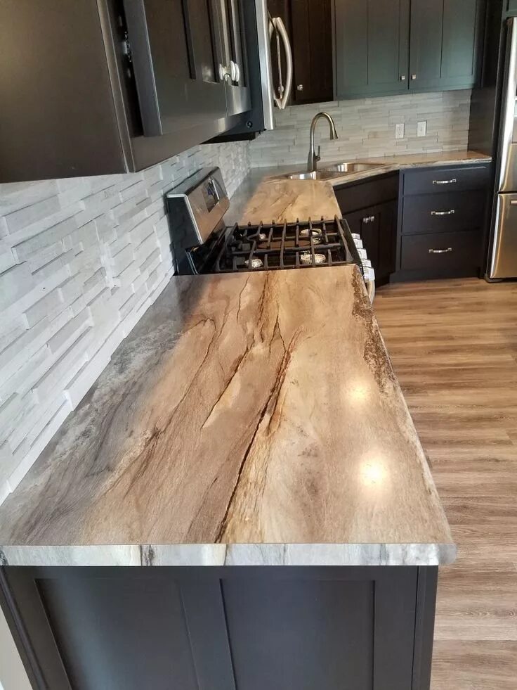 Кухонные столешницы под дерево фото dolce vita formica countertops; Arctic River Designer's Image ™ Honed Thick Stac