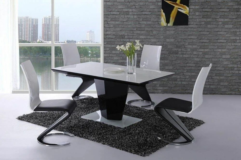 Кухонные столы 2024 модные фото Image Gallery of Black High Gloss Dining Chairs (View 12 of 20 Photos)