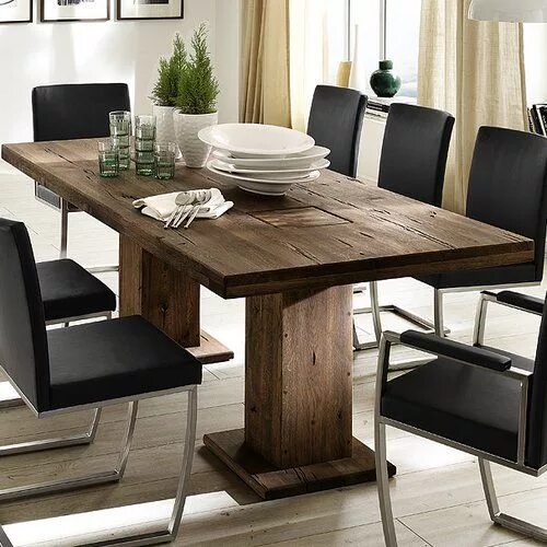 Кухонные столы дерева фото Ebern Designs Dining Table Wayfair.co.uk Rustic dining room table, Dining table 