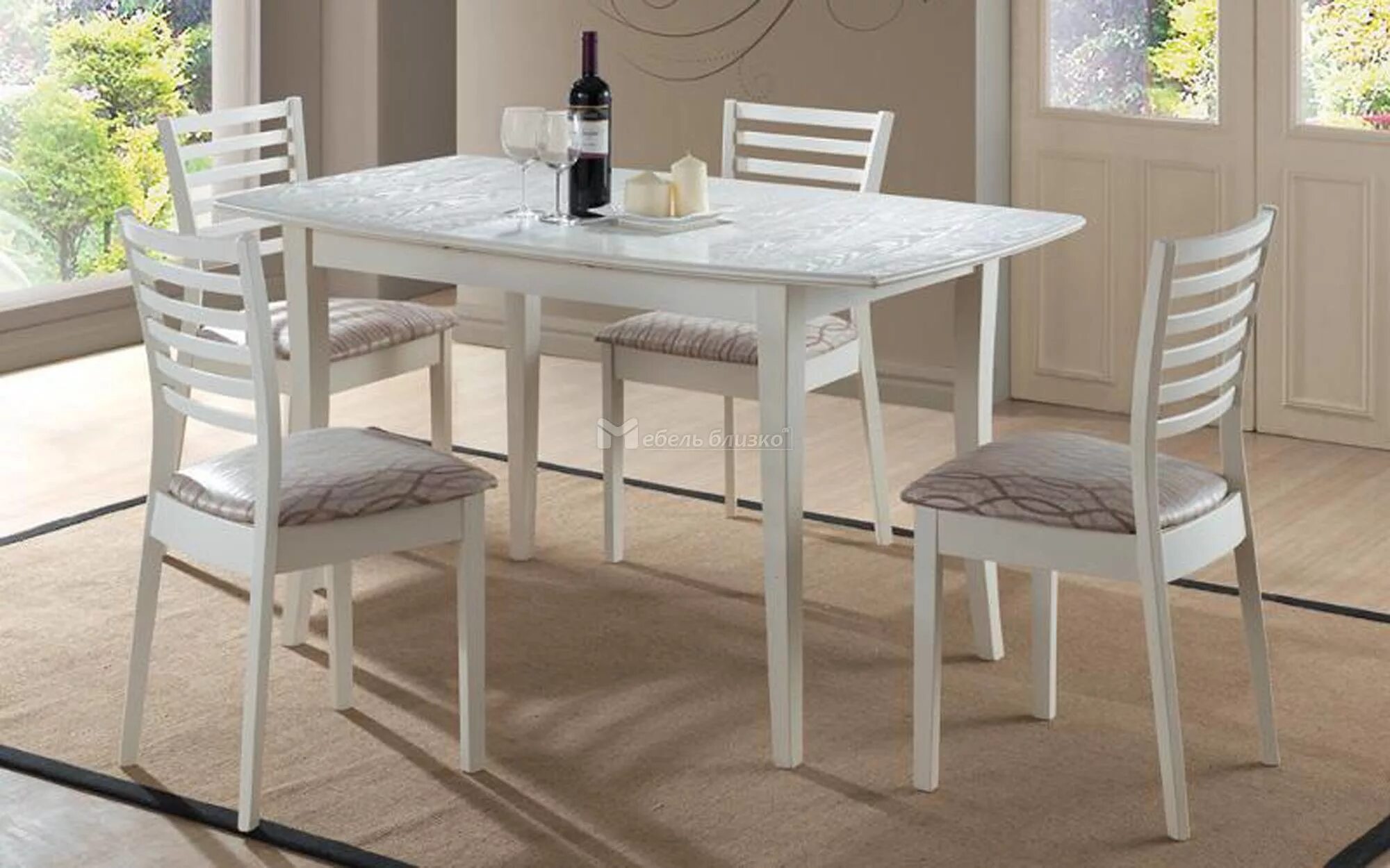 Кухонные столы фото и цены ➤ Обеденный стол раскладной MARTINA bianco Signal - купить в Минске по низкой це