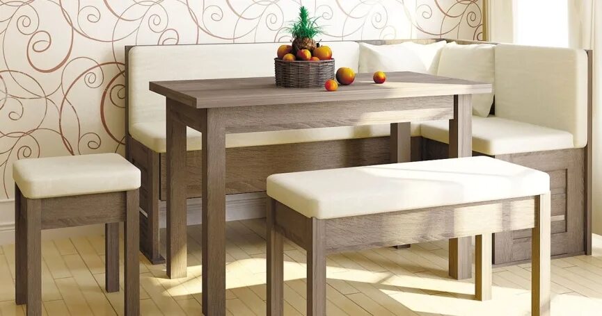 Кухонные столы и диваны фото Кухонный уголок "Сити Сонома Темная" - заказать в компании "Петербургская Мебель