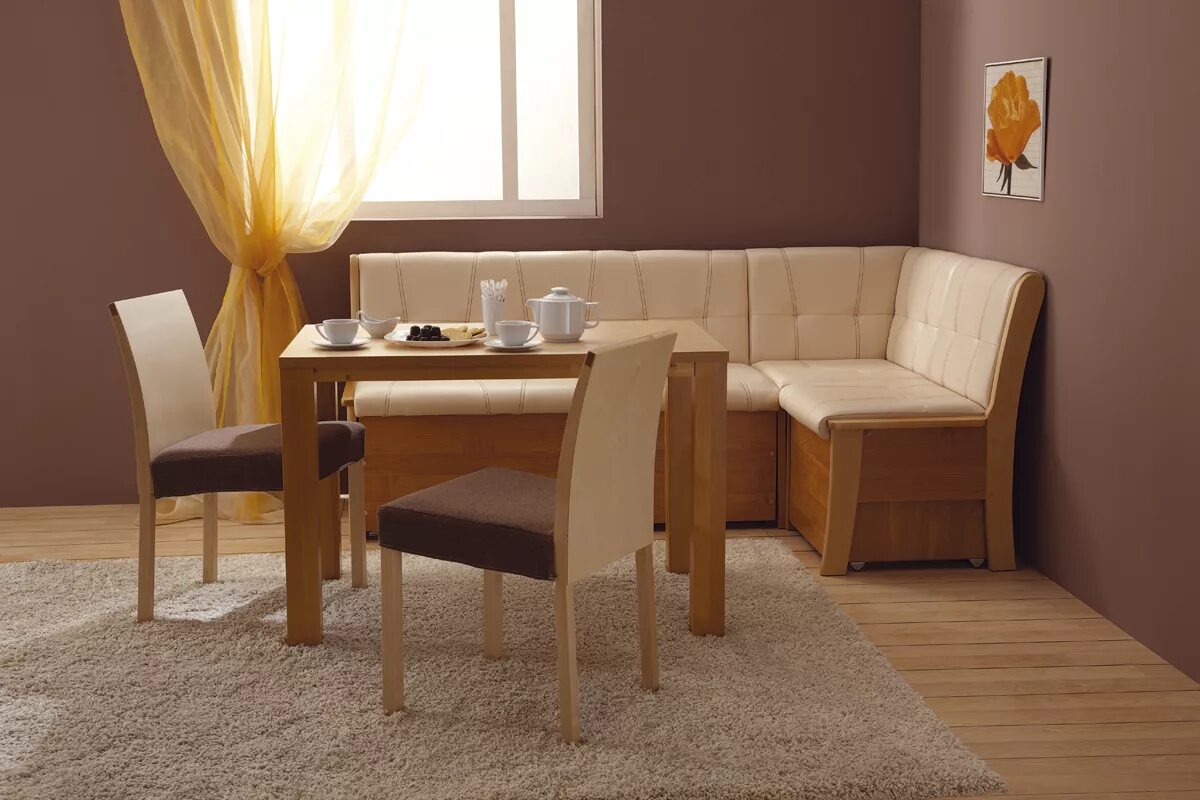 Кухонные столы и диваны фото Кожаный диван на кухню (45 фото): белый или красный мягкие диванчики для небольш