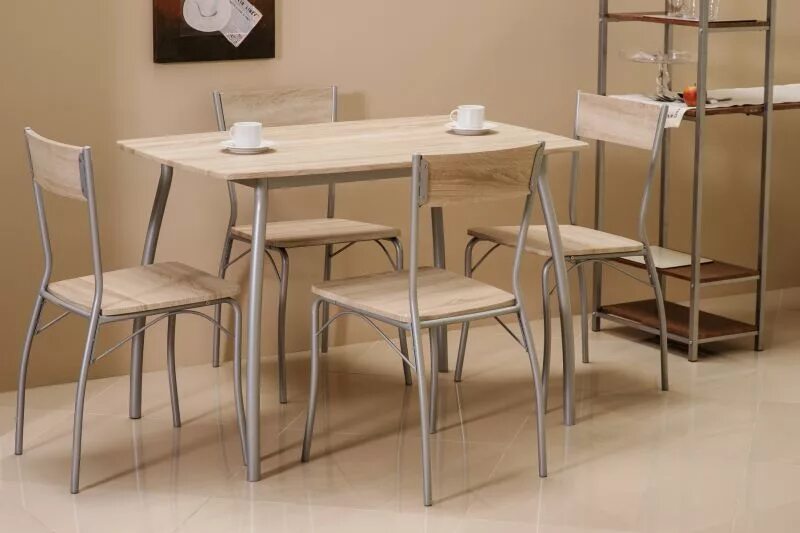 Кухонные столы и стулья фото цены Обеденный набор SIGNAL MODUS (стол + 4 стула), дуб сонома купить в Москве от 18 