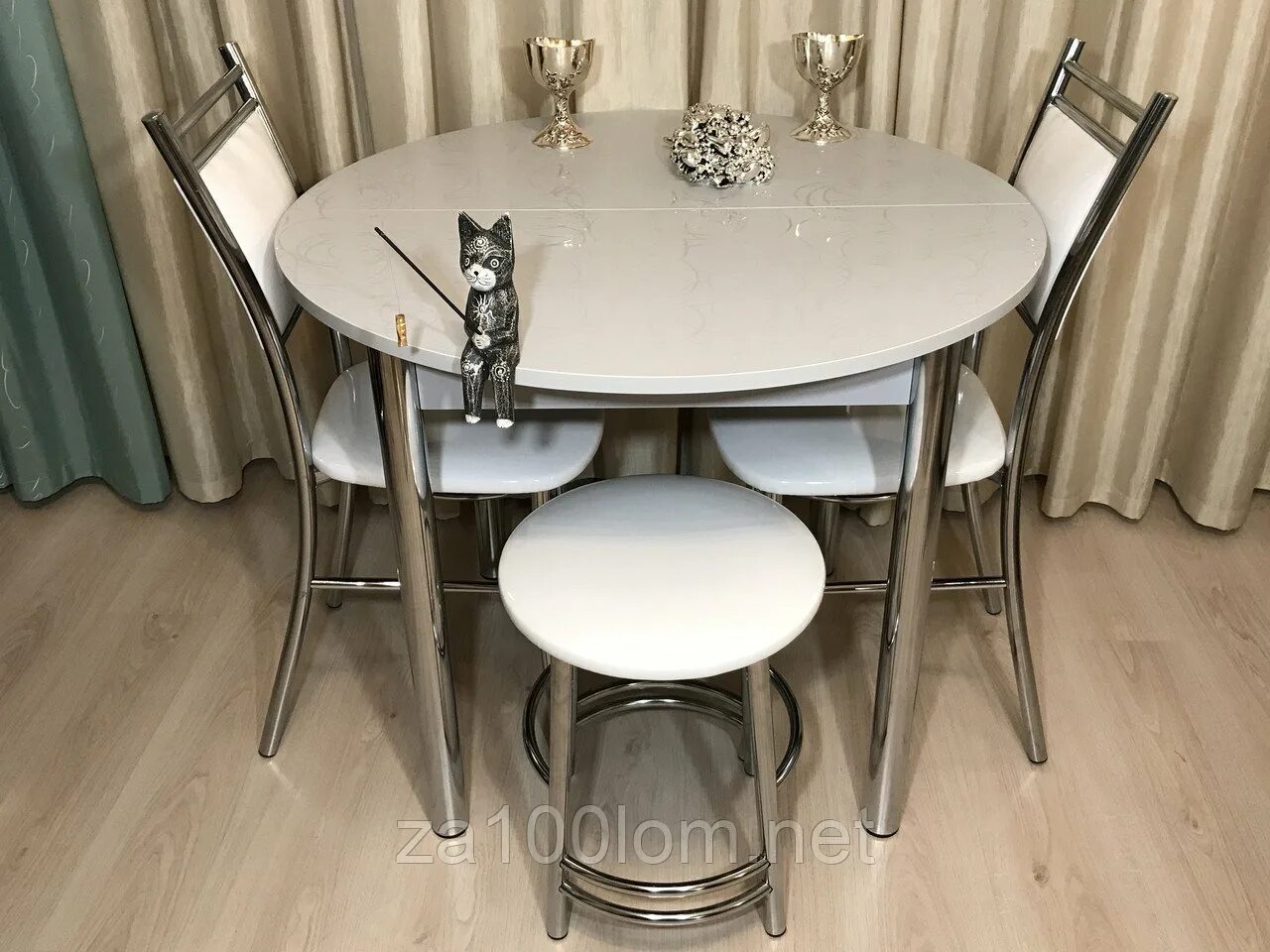 Кухонные столы круглые раздвижные цена фото Круглый кухонный стол раздвижной на 4 ножках (Много фото) - fotouyut.ru