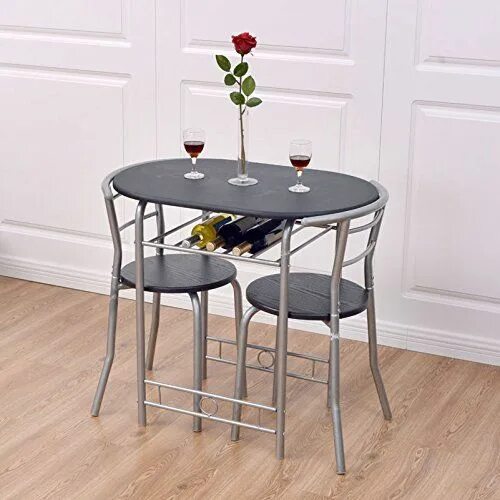 Кухонные столы маленькие фото patcharaporn 3 PCS Bistro Dining Set Table and 2 Chairs Kitchen Furniture Pub Ho