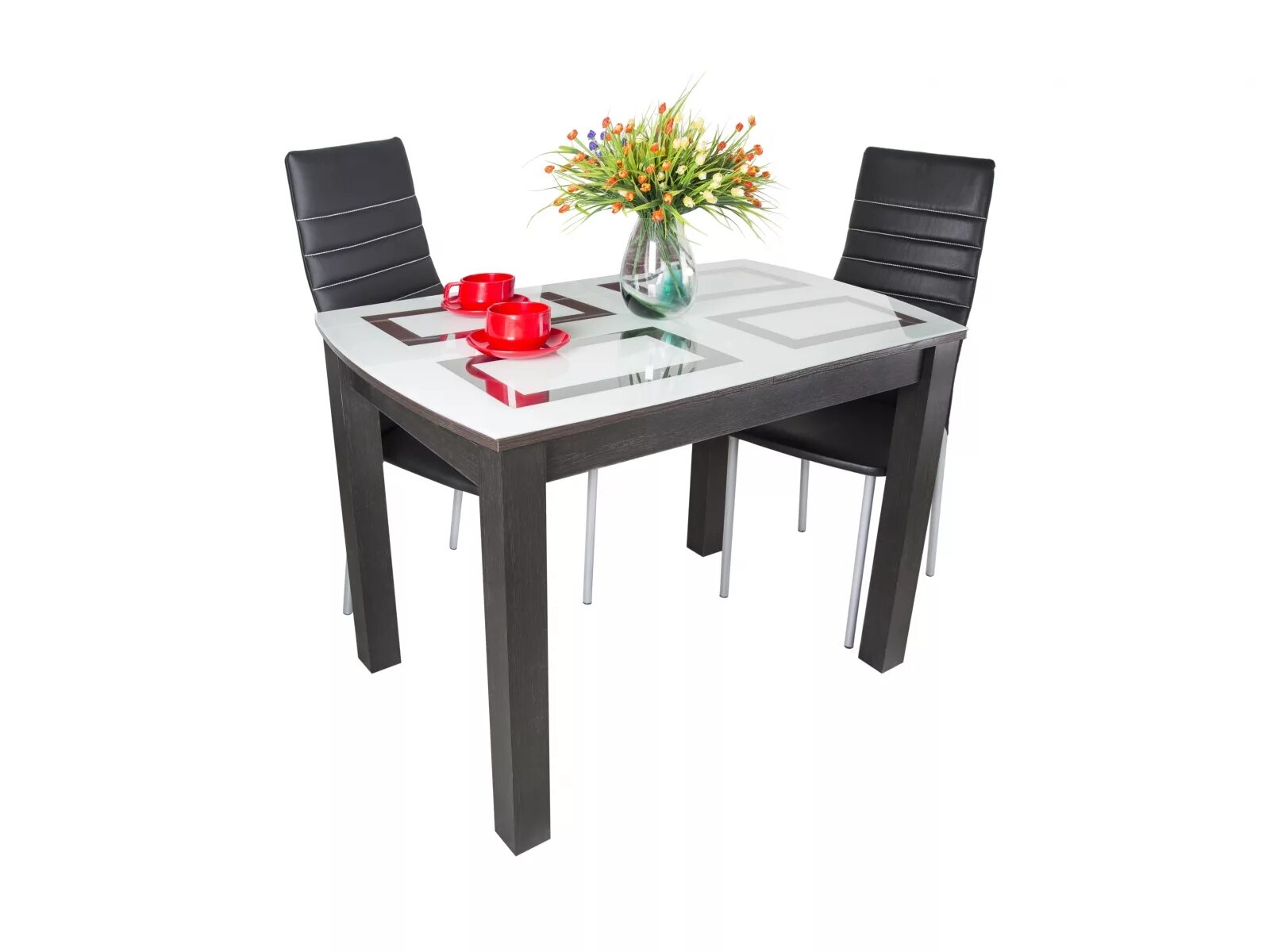 Кухонные столы пенза фото Купить Стол обеденный раскладной Ритм-1 (ЛДСП Венге + Стекло с фотопечатью, Фото