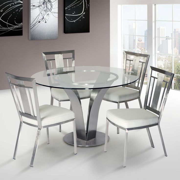 Кухонные столы со стульями фото цены ARMEN LIVING Cleo Contemporary Dining Chair Contemporary dining table, Stainless