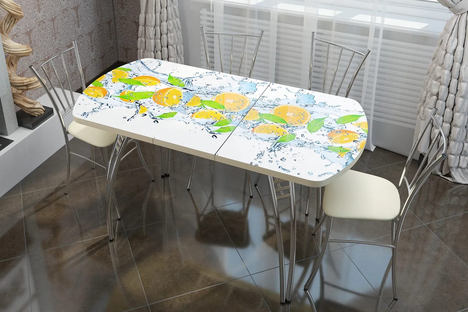 Кухонные столы стекло фото Кухонный стол Вавилон раздвижной со стеклом - купить с доставкой, цена в Первый 