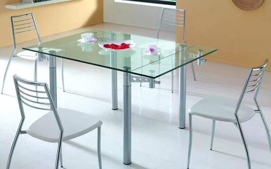 Кухонные столы стекло фото Стеклянные столы для кухни - плюсы и минусы (55 фото)