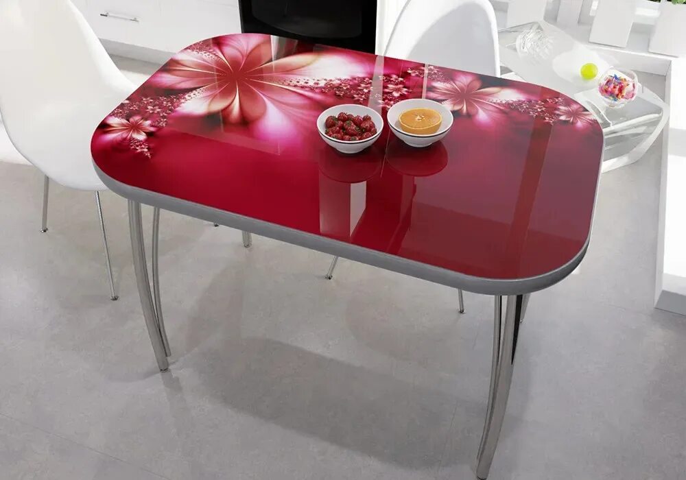 Кухонные столы стекло фото Стол овальный с фотопечатью фантазия арт. 08-18980 купить в Санкт-Петербурге по 