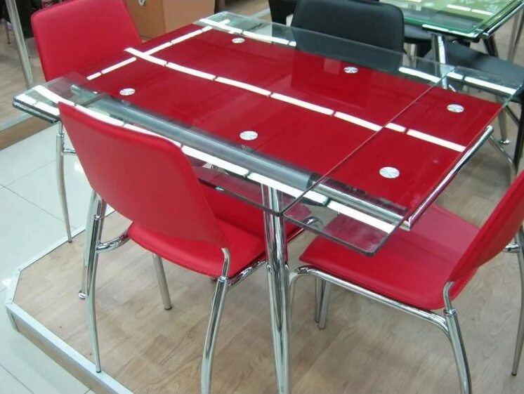 Кухонные столы стеклянные раздвижные фото Стеклянные столы для кухни