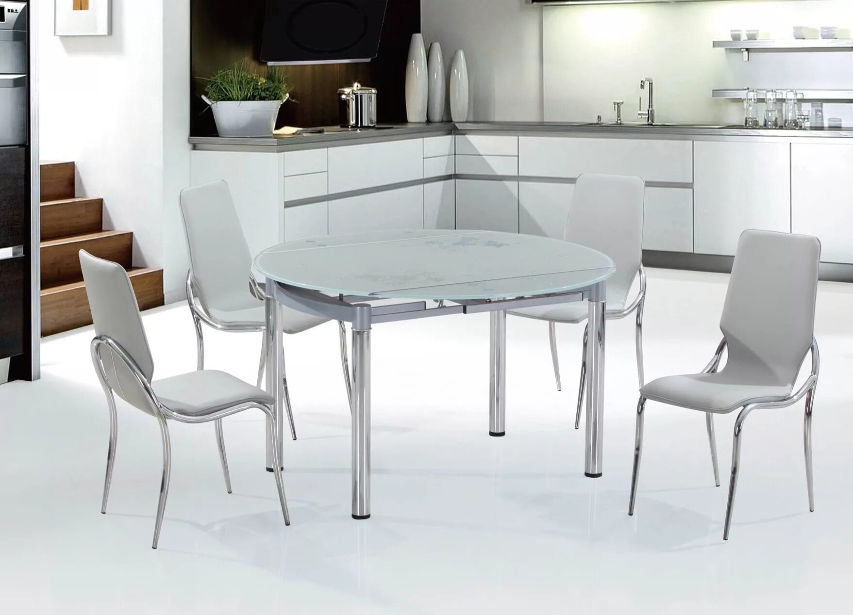 Кухонные столы стеклянные раздвижные фото Овальный Стол на Кухню: 210+ (Фото) Вариантов для Дизайна